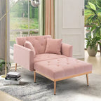 Chaise longue capitonnée rose 62.2 avec pieds en fer