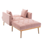Chaise longue capitonnée rose 62.2 avec pieds en fer