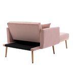 Chaise longue capitonnée rose 62.2 avec pieds en fer