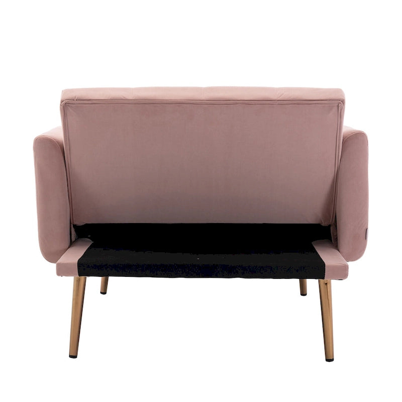 Chaise longue capitonnée rose 62.2 avec pieds en fer