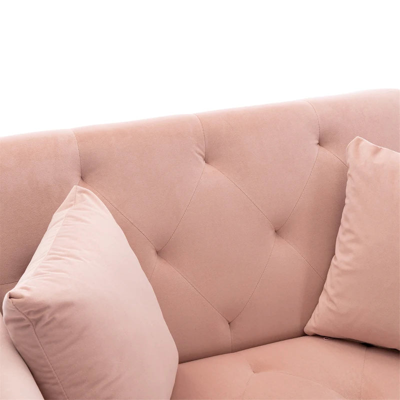 Chaise longue capitonnée rose 62.2 avec pieds en fer