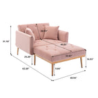 Chaise longue capitonnée rose 62.2 avec pieds en fer