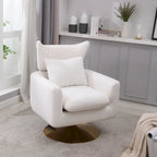 Fauteuil pivotant 360° accent blanc 29.9" avec base en fer