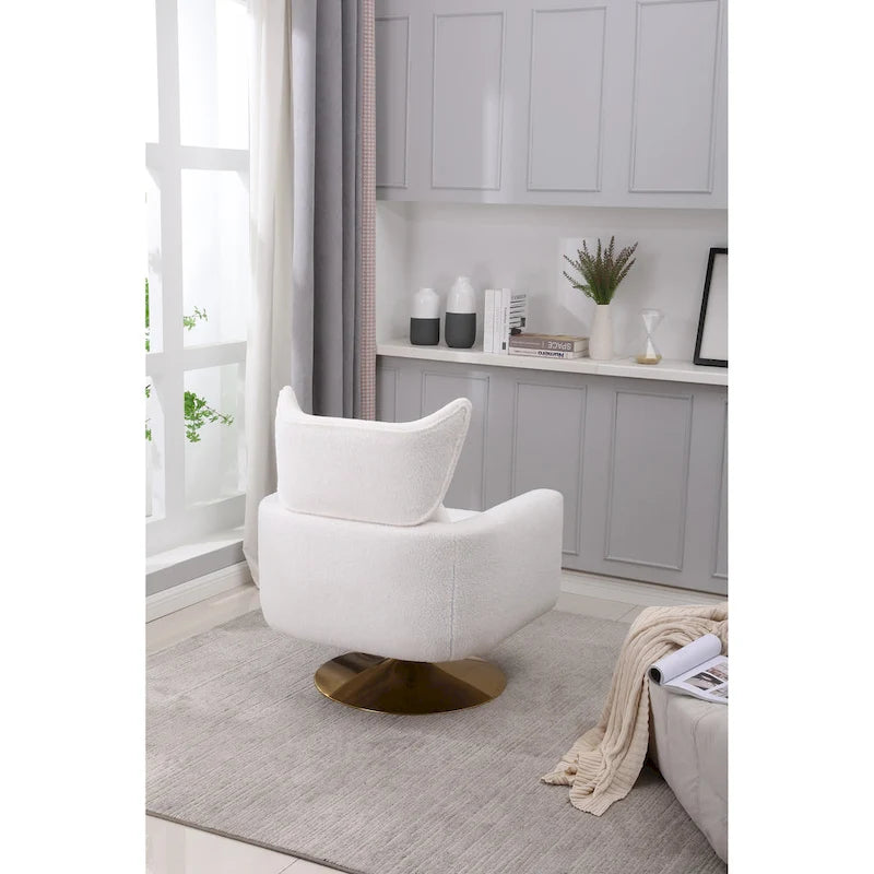 Fauteuil pivotant 360° accent blanc 29.9" avec base en fer