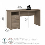 Bureau informatique de 60 W avec tiroirs et rangement