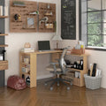 Bureau d'angle moderne en L avec support réglable et grand espace de rangement pour la maison ou les petits espaces