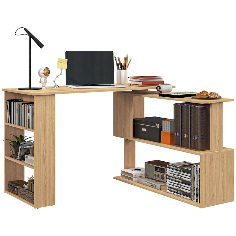 Bureau d'angle moderne en L avec support réglable et grand espace de rangement pour la maison ou les petits espaces