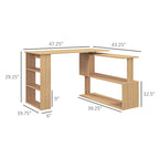 Bureau d'angle moderne en L avec support réglable et grand espace de rangement pour la maison ou les petits espaces