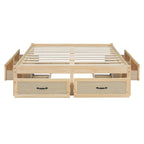 Lit plateforme double avec 6 tiroirs de rangement