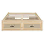 Lit plateforme double avec 6 tiroirs de rangement