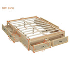 Lit plateforme double avec 6 tiroirs de rangement