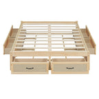Lit plateforme double avec 6 tiroirs de rangement