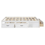 Lit plateforme double avec 6 tiroirs de rangement