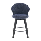 Tabouret de bar pivotant à hauteur de comptoir de 25 pouces avec dossier ailé et revêtement en chenille