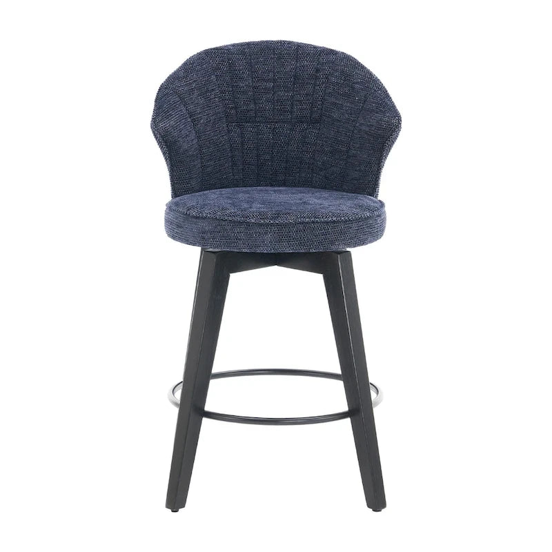 Tabouret de bar pivotant à hauteur de comptoir de 25 pouces avec dossier ailé et revêtement en chenille
