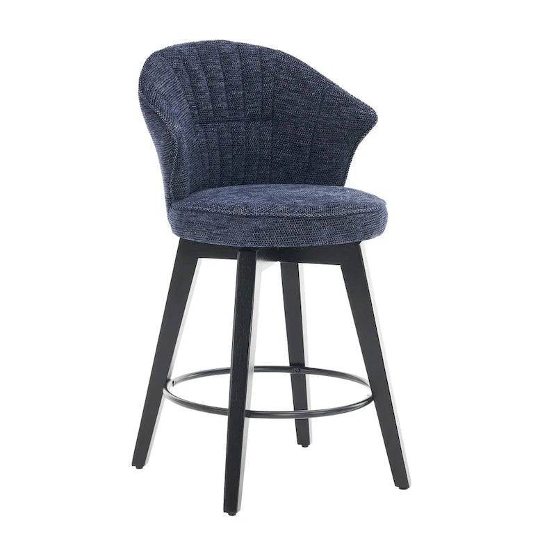 Tabouret de bar pivotant à hauteur de comptoir de 25 pouces avec dossier ailé et revêtement en chenille