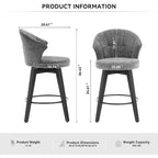 Tabouret de bar pivotant à hauteur de comptoir de 25 pouces avec dossier ailé et revêtement en chenille
