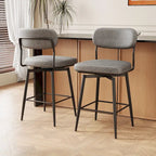 Tabouret de bar à hauteur de comptoir pivotant à 360°, en cuir, avec base en fer