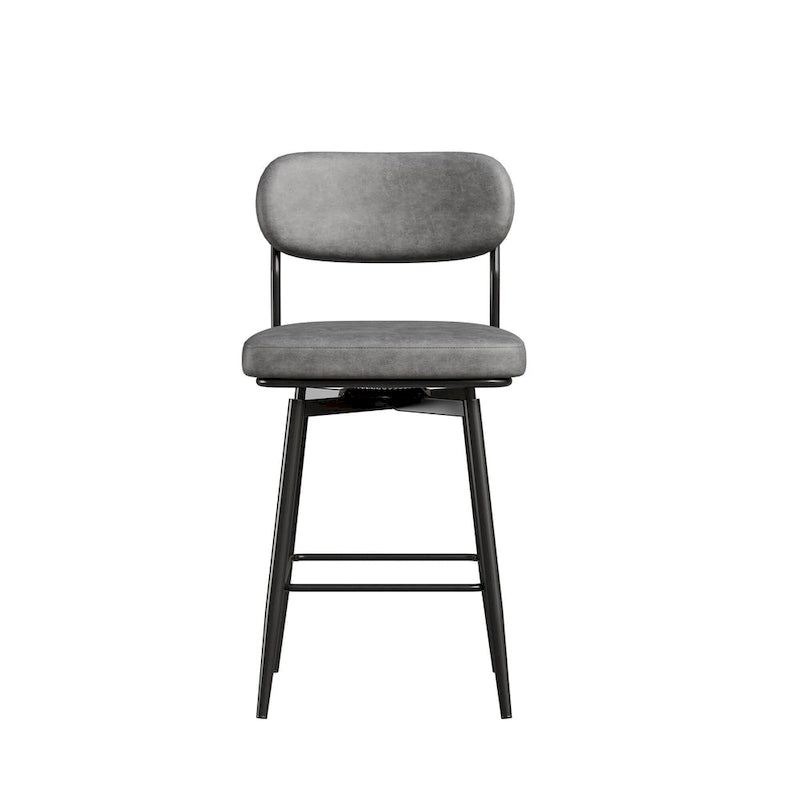 Tabouret de bar à hauteur de comptoir pivotant à 360°, en cuir, avec base en fer