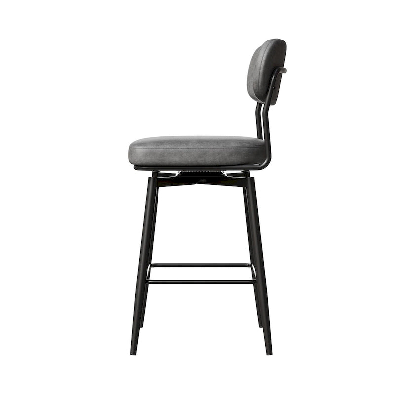 Tabouret de bar à hauteur de comptoir pivotant à 360°, en cuir, avec base en fer