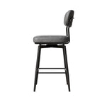 Tabouret de bar à hauteur de comptoir pivotant à 360°, en cuir, avec base en fer