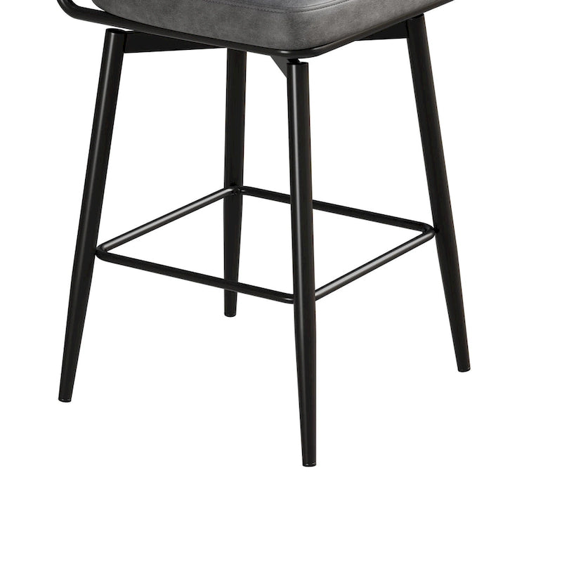 Tabouret de bar à hauteur de comptoir pivotant à 360°, en cuir, avec base en fer