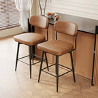 Tabouret de bar à hauteur de comptoir pivotant à 360°, en cuir, avec base en fer