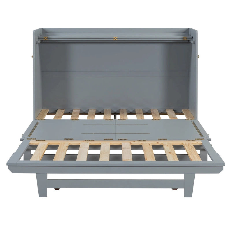 Lit escamotable Queen avec meuble de rangement, multifonctionnel, capacité de 180 kg