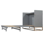 Lit escamotable Queen avec meuble de rangement, multifonctionnel, capacité de 180 kg