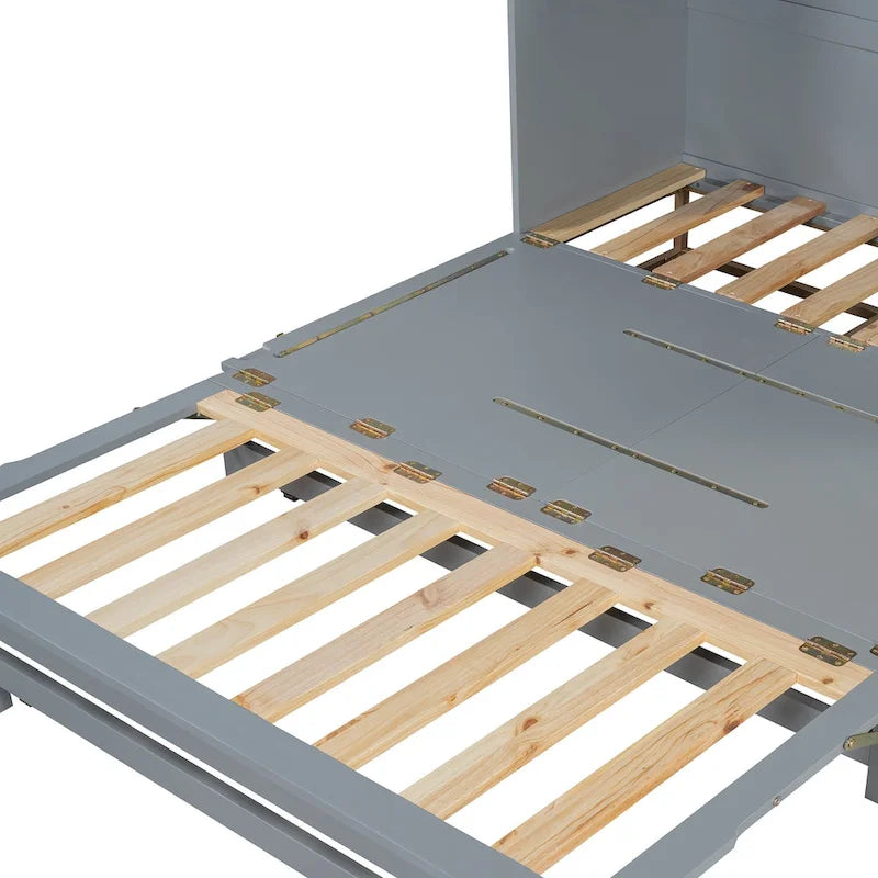 Lit escamotable Queen avec meuble de rangement, multifonctionnel, capacité de 180 kg