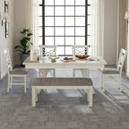 Table de salle à manger rectangulaire extensible en bois massif avec banc