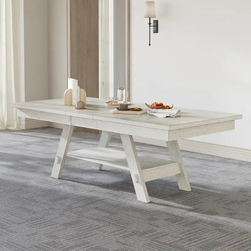 Table de salle à manger rectangulaire extensible en bois massif avec banc