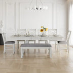 Table de salle à manger rectangulaire extensible en bois massif avec banc