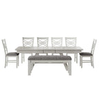 Table de salle à manger rectangulaire extensible en bois massif avec banc