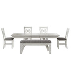 Table de salle à manger rectangulaire extensible en bois massif avec banc