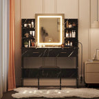 Coiffeuse de maquillage avec miroir, lumières et tabouret
