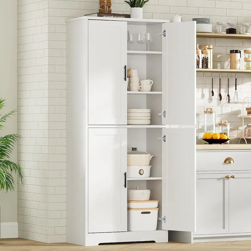 Armoire de cuisine autoportante, meuble de rangement avec portes et étagères