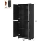 Armoire de cuisine autoportante, meuble de rangement avec portes et étagères