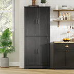 Armoire de cuisine autoportante, meuble de rangement avec portes et étagères