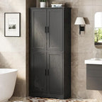 Armoire de cuisine autoportante, meuble de rangement avec portes et étagères