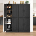 Armoire de cuisine autoportante, meuble de rangement avec portes et étagères
