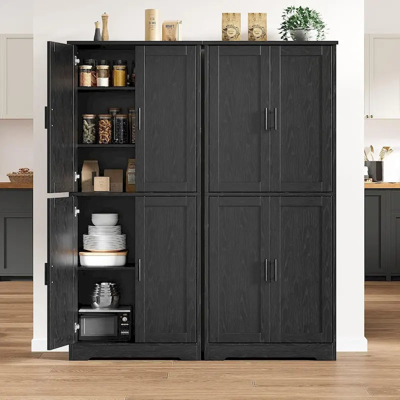Armoire de cuisine autoportante, meuble de rangement avec portes et étagères