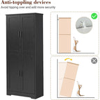 Armoire de cuisine autoportante, meuble de rangement avec portes et étagères
