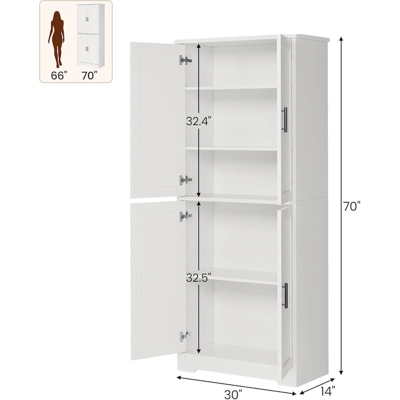 Armoire de cuisine autoportante, meuble de rangement avec portes et étagères