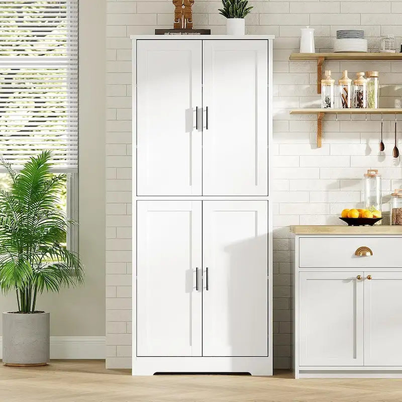 Armoire de cuisine autoportante, meuble de rangement avec portes et étagères
