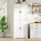 Armoire de cuisine autoportante, meuble de rangement avec portes et étagères