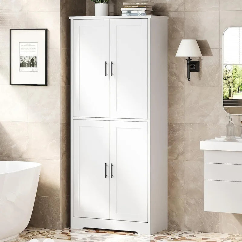 Armoire de cuisine autoportante, meuble de rangement avec portes et étagères