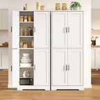 Armoire de cuisine autoportante, meuble de rangement avec portes et étagères