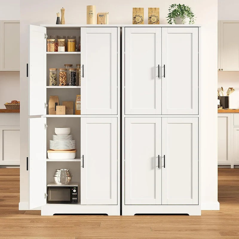 Armoire de cuisine autoportante, meuble de rangement avec portes et étagères