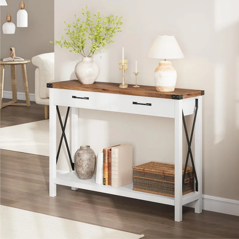 Console de ferme avec 2 tiroirs